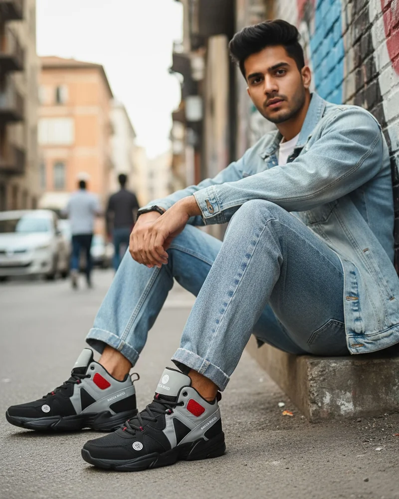 Bacca Bucci Grey Caper High Top Shoes for Men | Best Price UAE